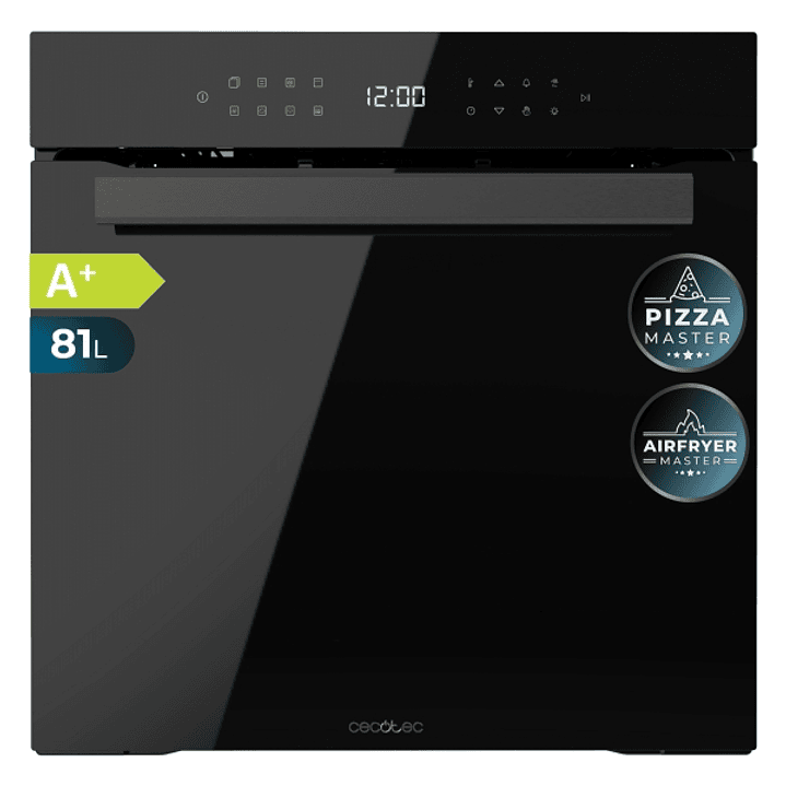 Cecotec Bolero Hexa P506000 Glass Black A+ Horno Pirolitico Integrable - Capacidad 81L - Piedra para Pizzas de 35cm - Guias Telescopicas - 11 Funcione 1