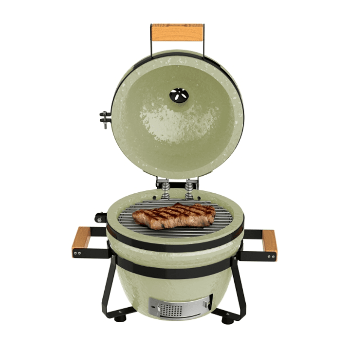 Cecotec Dragonfire 3200 Kamado Barbacoa Ceramica de 32cm - Resiste hasta 1000ºC - Control de Flujo de Aire - Soporte de Hierro Fundido - Color Menta 1