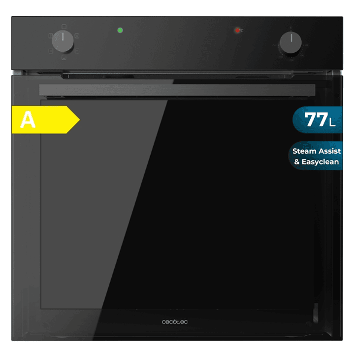 Cecotec Bolero Hexa C126001 Glass Black A Horno Convencional Integrable - Potencia 2800W - Capacidad 77L - Puerta de Cristal Doble - 5 Funciones - Col 1