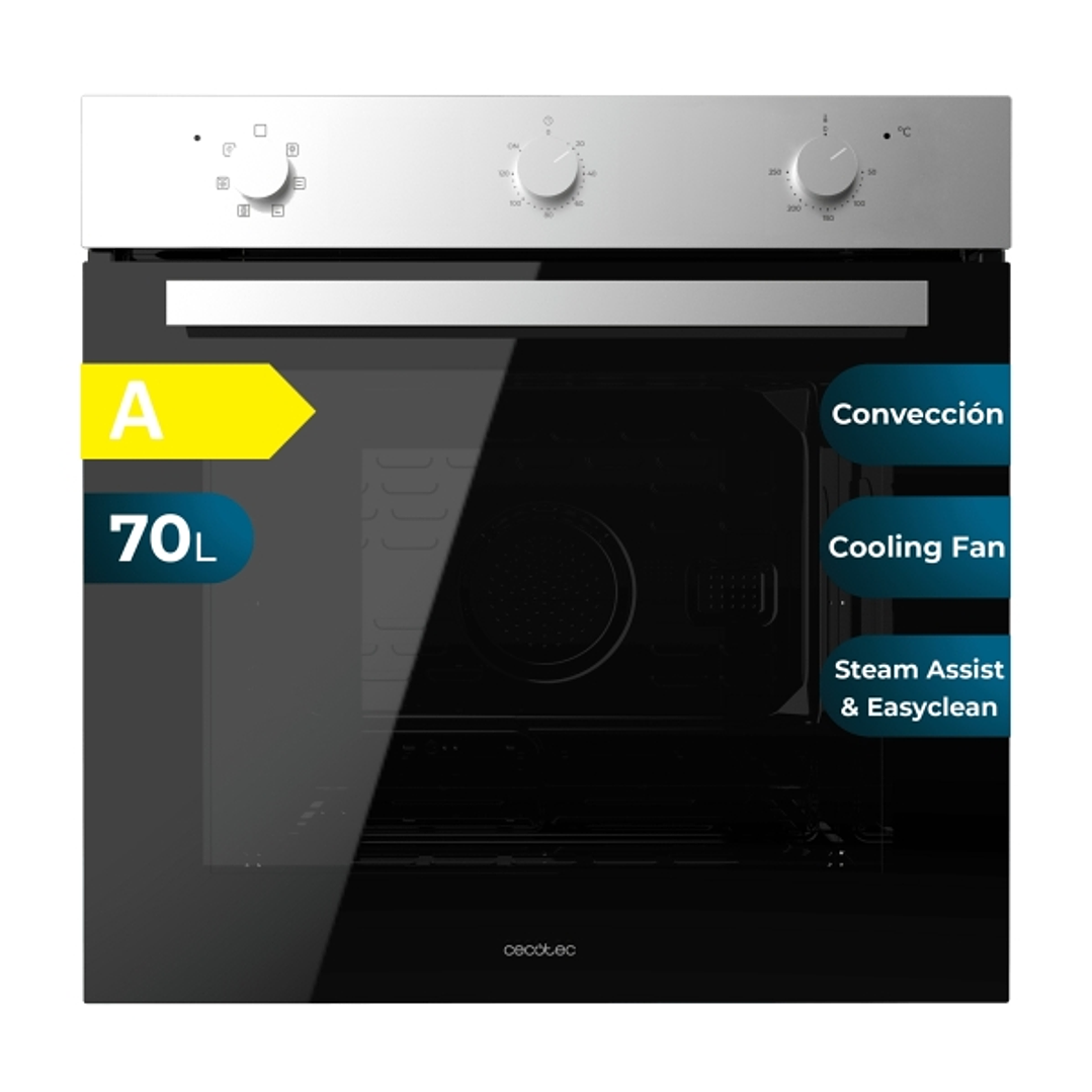 Cecotec Bolero Hexa M236000 Inox Time A Horno Multifuncion Integrable - Potencia 2800W - Capacidad 70L - Puerta Triple de Cristal - 6 Funciones - Colo 1