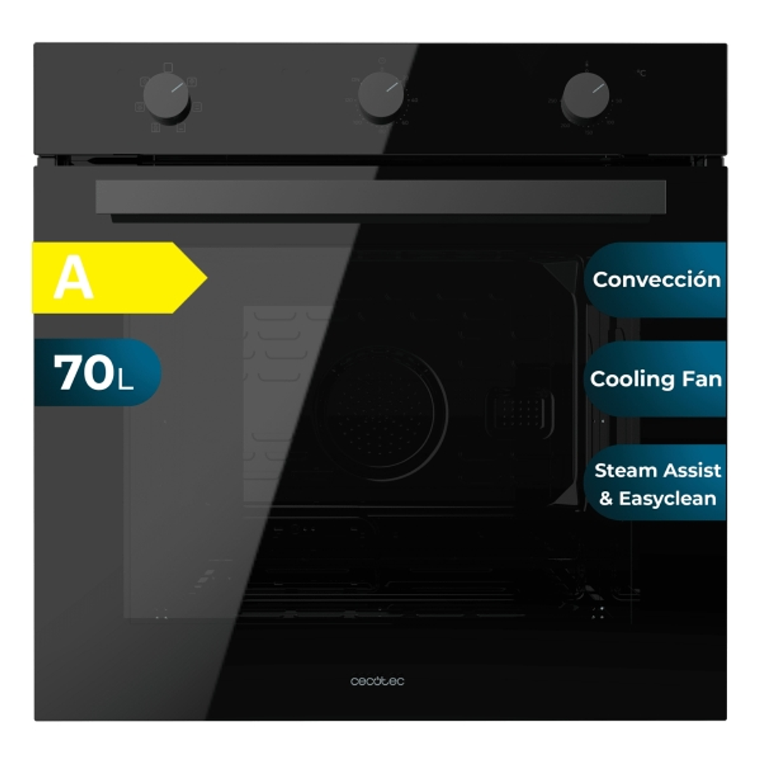 Cecotec Bolero Hexa M236000 Glass Black Time A Horno Integrable - Potencia 2800W - Capacidad 70L - Puerta Triple de Cristal - 6 Funciones - Color Negr 1