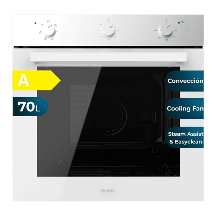 Cecotec Bolero Hexa M236000 Glass White Time A Horno Multifuncion Integrable - Potencia 2800W - Capacidad 70L - Puerta Triple de Cristal - 6 Funciones 1