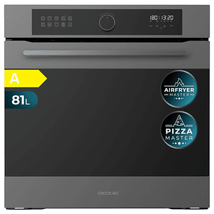 Cecotec Bolero Hexa AF316000 Matt A Horno Integrable - Capacidad 81L - Temperatura Regulable - Piedra para Pizzas de 35cm - Guias Telescopicas - Panta