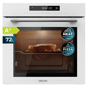 Cecotec Bolero Hexa SM406000 Glass White A+ Horno Integrable con Microondas - 2900W - Capacidad 72L - Temperatura Regulable - Acero Inoxidable - Guias