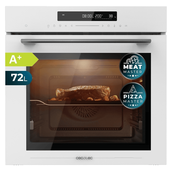 Cecotec Bolero Hexa SM406000 Glass White A+ Horno Integrable con Microondas - 2900W - Capacidad 72L - Temperatura Regulable - Acero Inoxidable - Guias 1