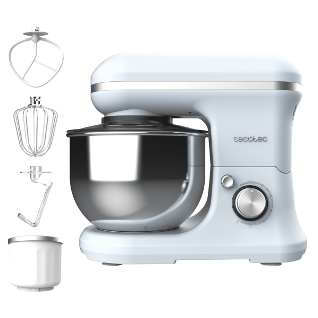 Cecotec Cecomixer Merengue 5L 1200 Ice-Cream Blue Batidora Amasadora - 1200W - Bol de Acero Inoxidable de 5L - Temperatura Regulable - Movimiento Plan 1