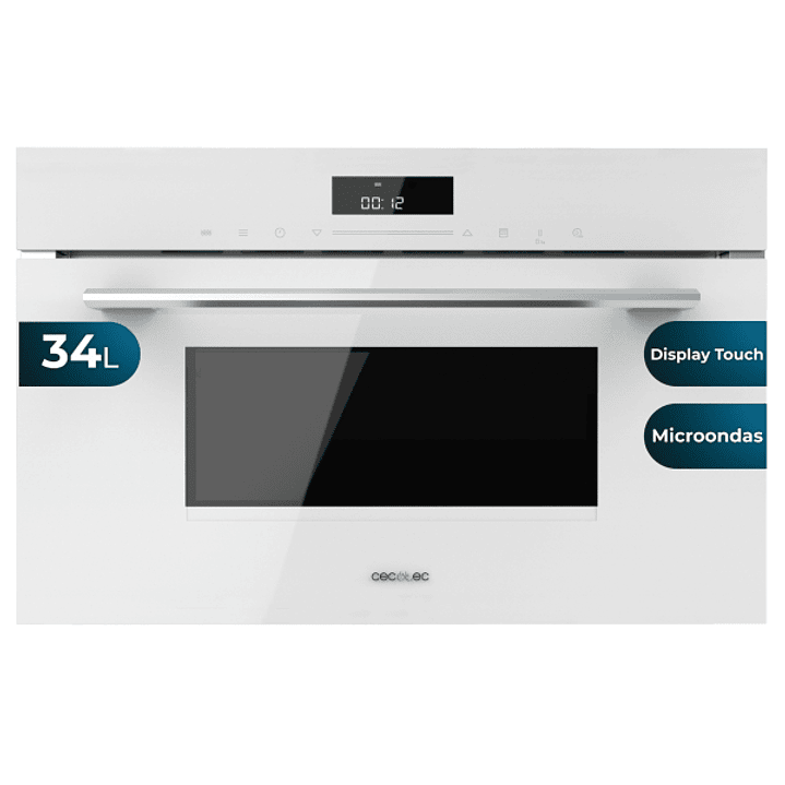 Cecotec Bolero Hexa MW703800 Glass White Microondas Integrable con Grill - Capacidad 34L - Temperatura Regulable - Panel Tactil - Acabado en Vidrio -  1