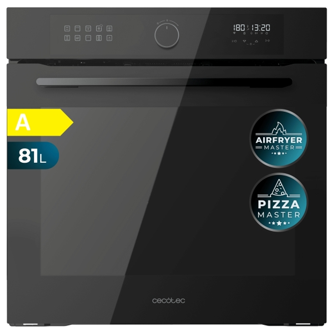 Cecotec Bolero Hexa AF316000 Glass Black A Horno Integrable - Capacidad 81L - Temperatura Regulable - Piedra para Pizzas de 35cm - Guias Telescopicas  1