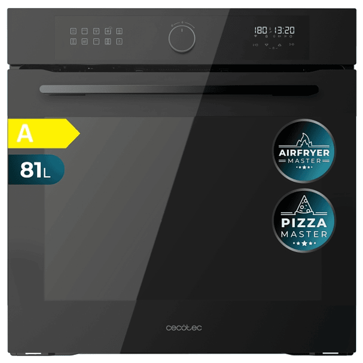 Cecotec Bolero Hexa AF316000 Glass Black A Horno Integrable - Capacidad 81L - Temperatura Regulable - Piedra para Pizzas de 35cm - Guias Telescopicas  1