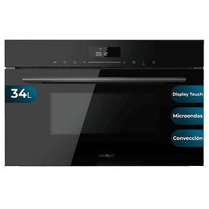 Cecotec Bolero Hexa MWO703800 Line Horno Integrable con Microondas - Capacidad 34L - Temperatura Regulable - Funcion Conveccion - Plato Giratorio - Bl