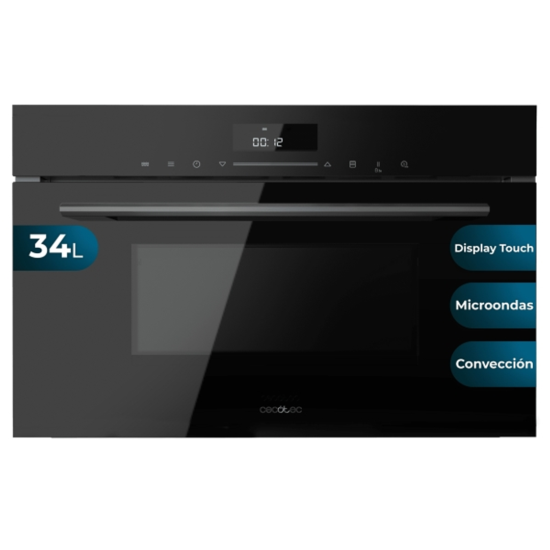 Cecotec Bolero Hexa MWO703800 Line Horno Integrable con Microondas - Capacidad 34L - Temperatura Regulable - Funcion Conveccion - Plato Giratorio - Bl 1
