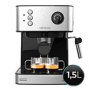 Cecotec Power Espresso 20 Professionale Cafetera Expresso con Vaporizador - Capacidad 1.5L - Presion 20bar - Deposito de 1.5L - Acero Inoxidable - Vap