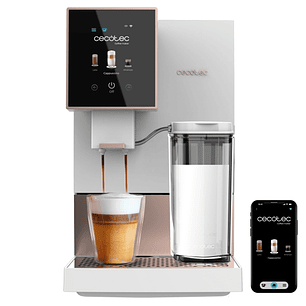 Cecotec Cremmaet Compactccino Connected White Rose Cafetera Expresso Automatica - Capacidad 150g de Cafe - Presion 19bar - Deposito de 1.1L - WiFi - T