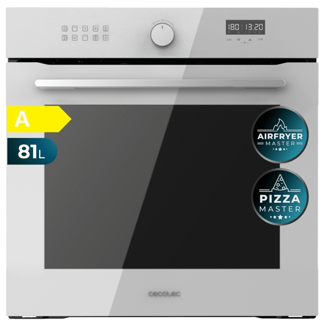 Cecotec Bolero Hexa AF316000 Glass White A Horno Integrable - Capacidad 81L - Temperatura Regulable - Piedra para Pizzas de 35cm - Guias Telescopicas  1