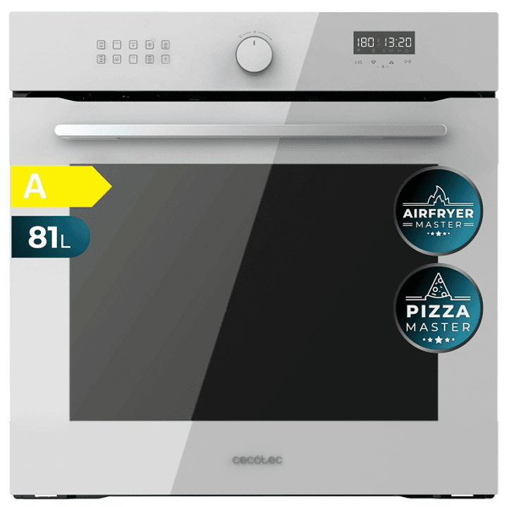 Cecotec Bolero Hexa AF316000 Glass White A Horno Integrable - Capacidad 81L - Temperatura Regulable - Piedra para Pizzas de 35cm - Guias Telescopicas  1