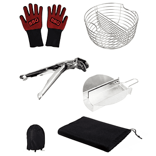 Cecotec DragonPack 6000 L Set de Accesorios para Barbacoa - Pinzas - Cubierta Protecctora - Recolector de Ceniza - Canasta para Carbon - Guantes - Col