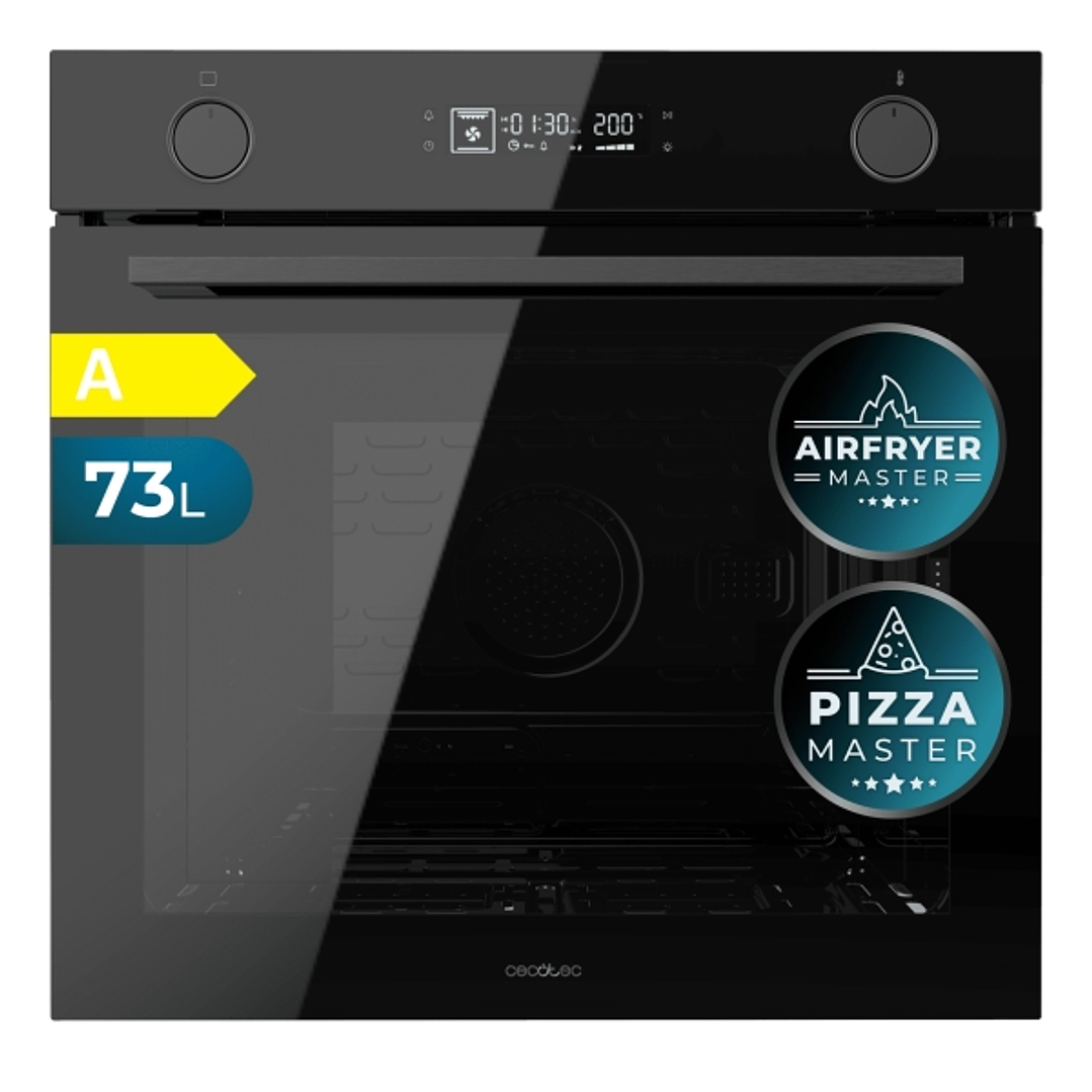 Cecotec Bolero Hexa AF326000 Glass Black A Horno Multifuncion Integrable - Potencia 2800W - Capacidad 73L - Piedra para Pizzas de 35cm - Puerta Triple 1