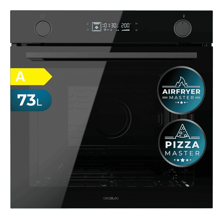 Cecotec Bolero Hexa AF326000 Glass Black A Horno Multifuncion Integrable - Potencia 2800W - Capacidad 73L - Piedra para Pizzas de 35cm - Puerta Triple 1