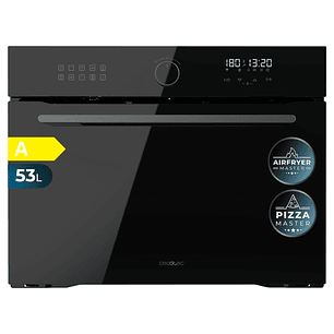 Cecotec Bolero Hexa AF314500 Glass Black A Horno Integrable - Capacidad 53L - Temperatura Regulable - Piedra para Pizzas de 35cm - Guias Telescopicas 
