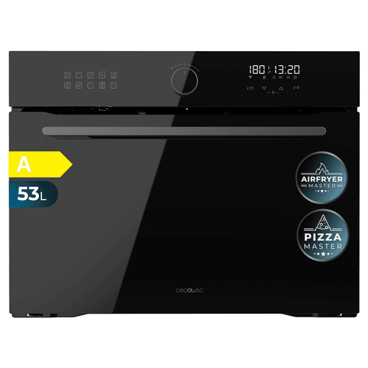 Cecotec Bolero Hexa AF314500 Glass Black A Horno Integrable - Capacidad 53L - Temperatura Regulable - Piedra para Pizzas de 35cm - Guias Telescopicas  1