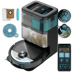 Cecotec Conga 16090 AI SpinArm Home and Wash Robot Aspirador con Base de Autovaciado - Bluetooth - Autonomia hasta 160min - Succion 8kPa - Inteligenci