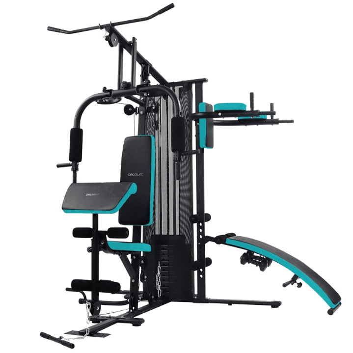 Cecotec Drumfit HomeGym 2000 Double Estacion de Entrenamiento Multifuncional - Bloque de Pesas 65kg - 2 Mancuernas de 1.5kg - Plegable - Almohadillas  1