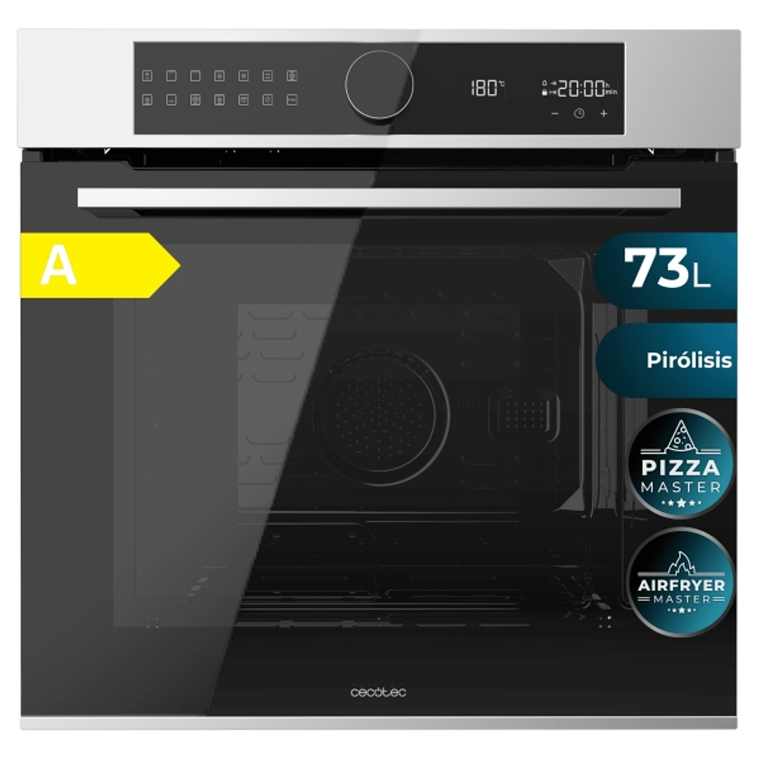 Cecotec Bolero Hexa P516000 Line A Horno Pirolitico Integrable - 3250W - Capacidad 73L - Piedra para Pizzas 35cm - Puerta Cuadruple de Cristal - Guias 1