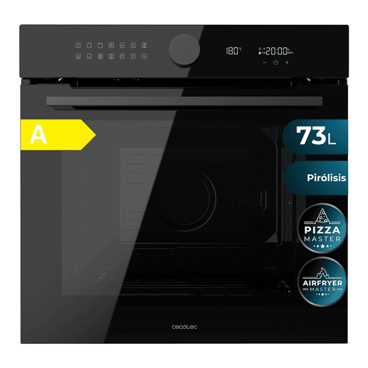 Cecotec Bolero Hexa P516000 Glass Black A Horno Pirolitico Integrable - 3250W - Capacidad 73L - Piedra para Pizzas de 35cm - Puerta Cuadruple de Crist 1