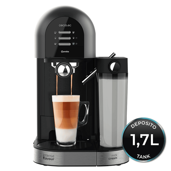 Cecotec Power Instant-ccino 20 Chic Serie Nera Cafetera Expresso Compatible con Capsulas - 1470W - Presion 20bar - Deposito de 0.7ml - Temperatura Reg 1