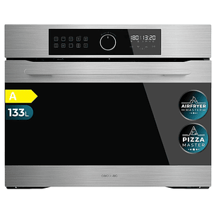 Cecotec Bolero Hexa AF319000 Inox A Horno Integrable - Capacidad 133L - Temperatura Regulable - Piedra para Pizzas de 35cm - Guias Telescopicas - Pant