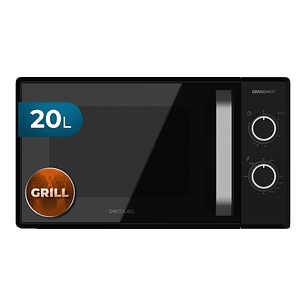 Cecotec Grandheat 3150 Microondas con Grill - Potencia 700W - Capacidad 20L - Temporizador - 6 Niveles de Funcionamiento - Revestimiento Facil de Limp