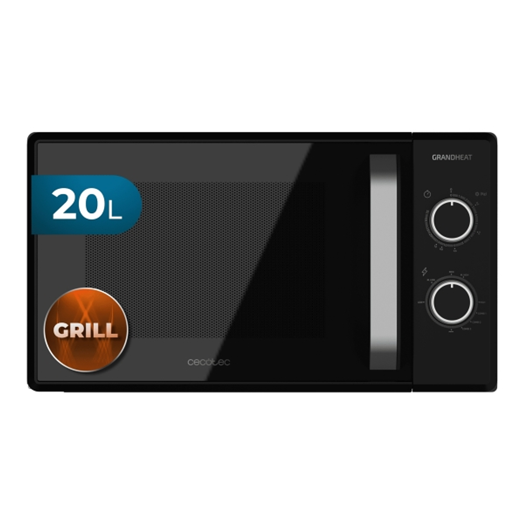Cecotec Grandheat 3150 Microondas con Grill - Potencia 700W - Capacidad 20L - Temporizador - 6 Niveles de Funcionamiento - Revestimiento Facil de Limp 1