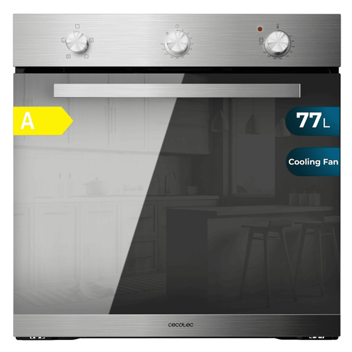 Cecotec Bolero Hexa C136000 Mirror Time A Horno Integrable - Potencia 2800W - Capacidad 77L - Temperatura Regulable - Puerta Triple de Cristal - 4 Fun 1