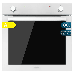 Cecotec Bolero Hexa C126400 Glass White A Horno Convencional Integrable - Potencia 2800W - Capacidad 80L - Puerta de Cristal Doble - 5 Funciones - Col