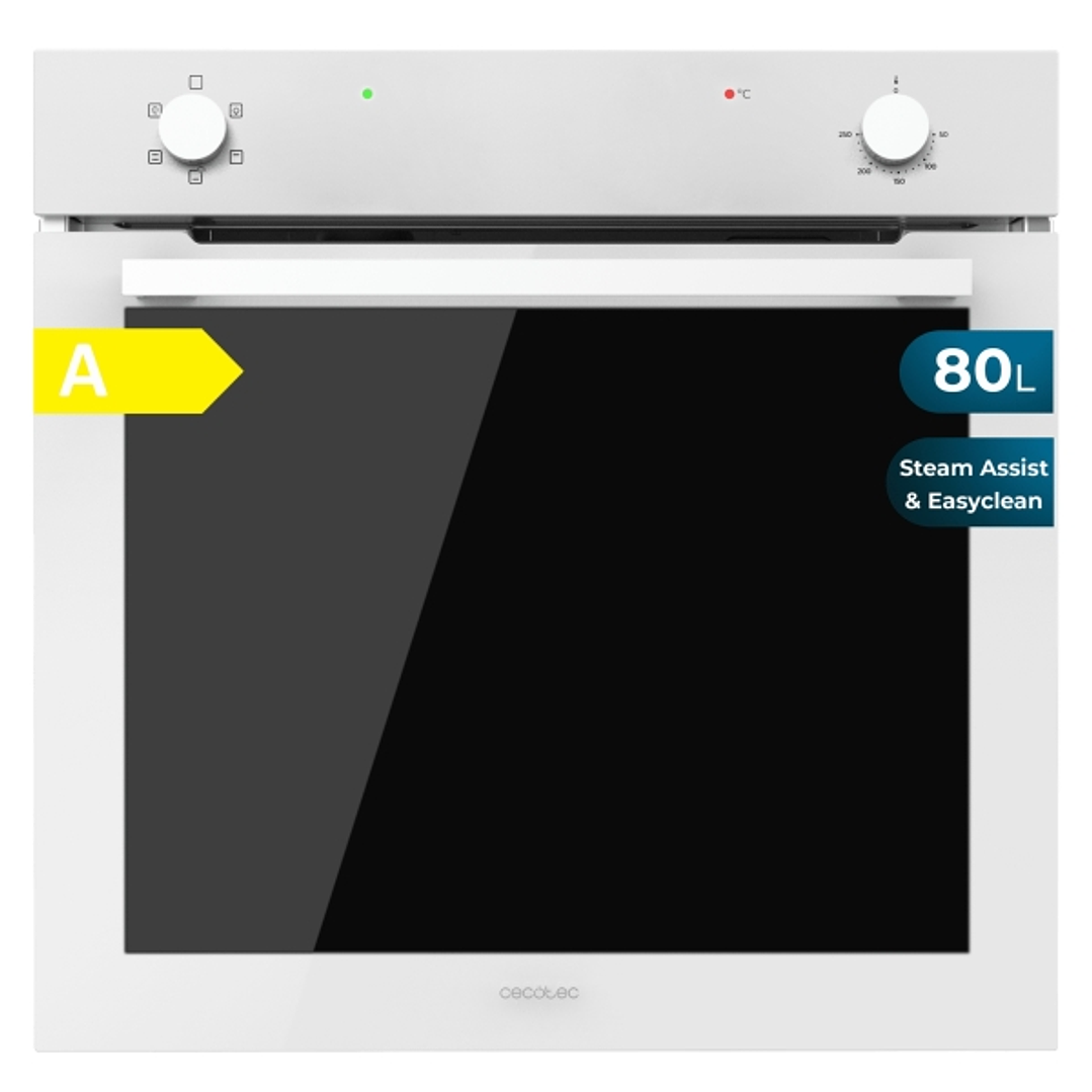 Cecotec Bolero Hexa C126400 Glass White A Horno Convencional Integrable - Potencia 2800W - Capacidad 80L - Puerta de Cristal Doble - 5 Funciones - Col 1