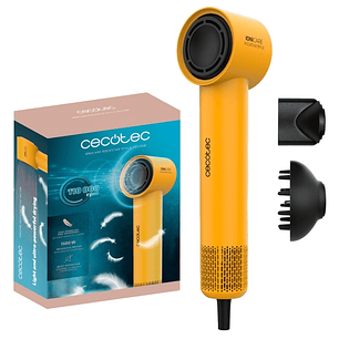 Cecotec IoniCare RockStar Style Yellow Secador de Pelo - Potencia 1500W - Velocidad 110000rpm - Silencioso - Temperatura Regulable - Motor sin Escobil