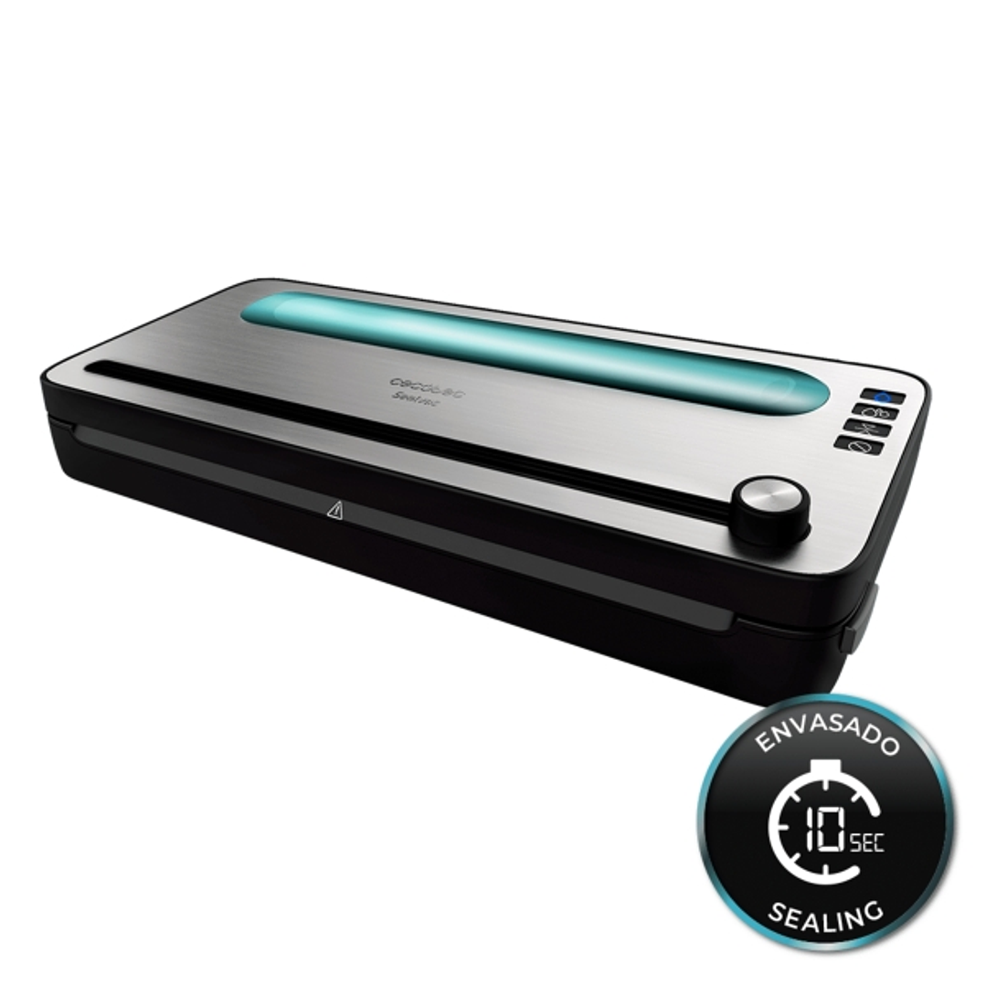 Cecotec FoodCare SealVac 120 SteelCut Envasadora al Vacio - Presion 0.75bar - 120W - Silencioso - Acero Inoxidable - Luz LED - Admite Bolsas Genericas 1