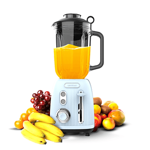 Cecotec Power Black Titanium RetroBlue Batidora de Vaso - Potencia 1200W - Capacidad Jarra 1.5L - Velocidad Ajustable - Estilo Retro - Cuchillas Recub