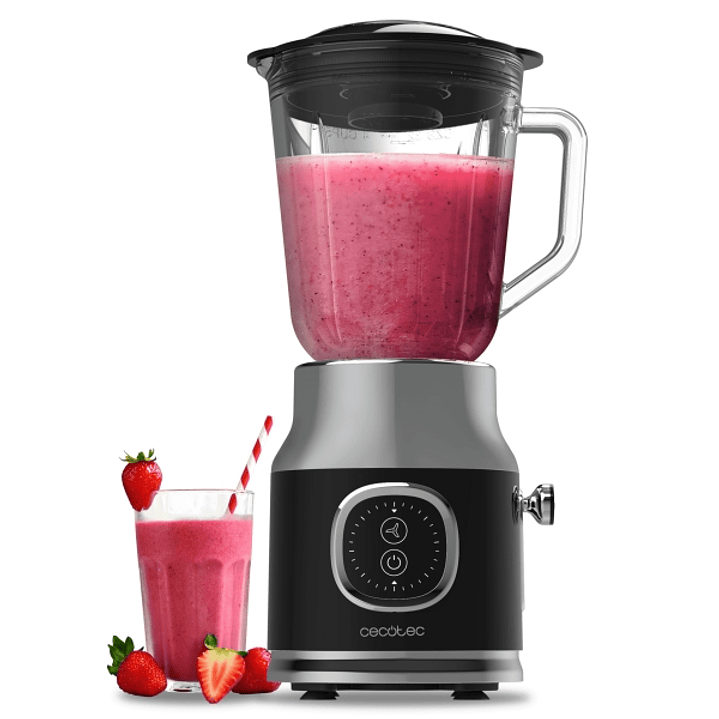 Cecotec RetroTwist Black Batidora de Vaso - Potencia 800W - Capacidad Jarra 1L - Estilo Retro - Cuchillas Recubiertas de Titanio - Color Negro y Gris 1