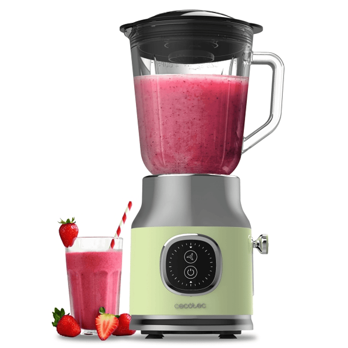 Cecotec RetroTwist Green Batidora de Vaso - Potencia 800W - Capacidad Jarra 1L - Estilo Retro - Cuchillas Recubiertas de Titanio - Color Menta 1