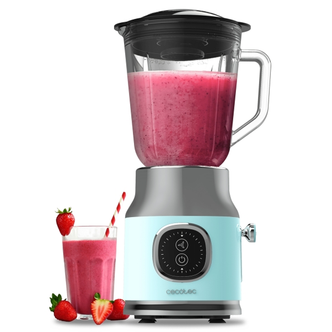 Cecotec RetroTwist Blue Batidora de Vaso - Potencia 800W - Capacidad Jarra 1L - Estilo Retro - Cuchillas Recubiertas de Titanio - Color Azul Claro 1