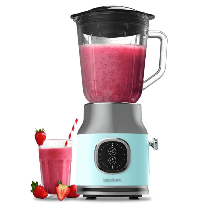 Cecotec RetroTwist Blue Batidora de Vaso - Potencia 800W - Capacidad Jarra 1L - Estilo Retro - Cuchillas Recubiertas de Titanio - Color Azul Claro 1