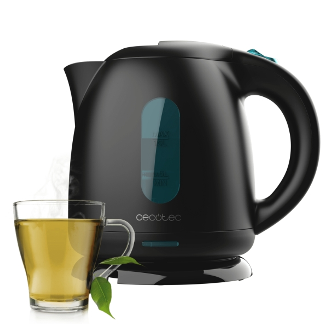 Cecotec Thermosense 140 Black Hervidor de Agua de 1L - Potencia 2200W - Libre de BPA - Base 360º Independiente - Filtro Antical - Apagado Automatico - 1