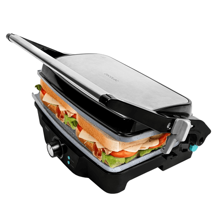 Cecotec Rock’nGrill 1500 Stone Ceramic Mix and Grill Parrilla Electrica - Potencia 1500W - Apertura 180º - Revestimento de Ceramica - Libre de Ptfe y  1