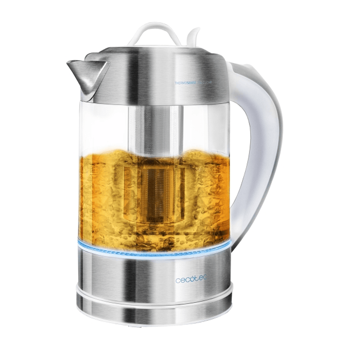 Cecotec ThermoSense 370 Clear Hervidor de Agua de 1.7L - 2200W - Libre de BPA - Base 360º Independiente - Luz LED - Temperatura Regulable - Filtro Ant 1
