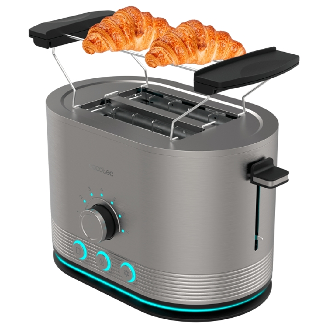 Cecotec Shine and Toast Double Tostadora Doble - Potencia 850W - Ranura Ancha - Acabados en Acero Inoxidable - 7 Niveles de Tostado - Autocentrado - C 1