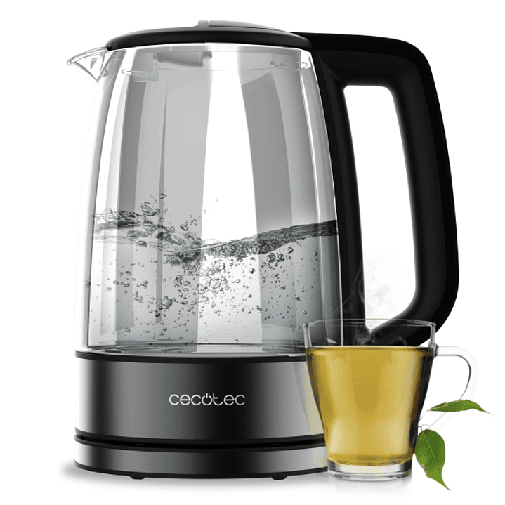 Cecotec ThermoSense 340 Clear Hervidor de Agua de 1.7L - Potencia 2200W - Vidrio de Borosilicato - Luz LED - Base 360º - Apagado Automatico - Color Gr 1