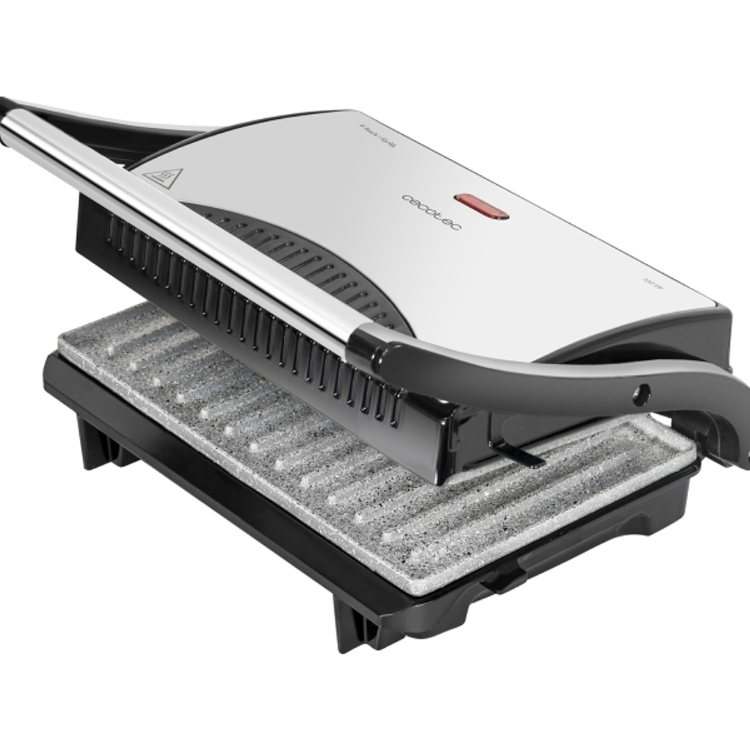 Cecotec Rock’nGrill Parrilla Electrica - 700W - Asa Tacto Frio - Revestimento de Piedra - Superficie 23x14.5cm - Hueco Recogecables - Base Antidesliza 1