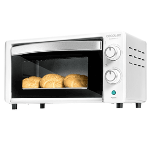 Cecotec Bake and Toast 1090 White Horno de Sobremesa - Potencia 1000W - Capacidad 10L - Incluye Accesorios - Temperatura Regulable - Puerta con Doble 