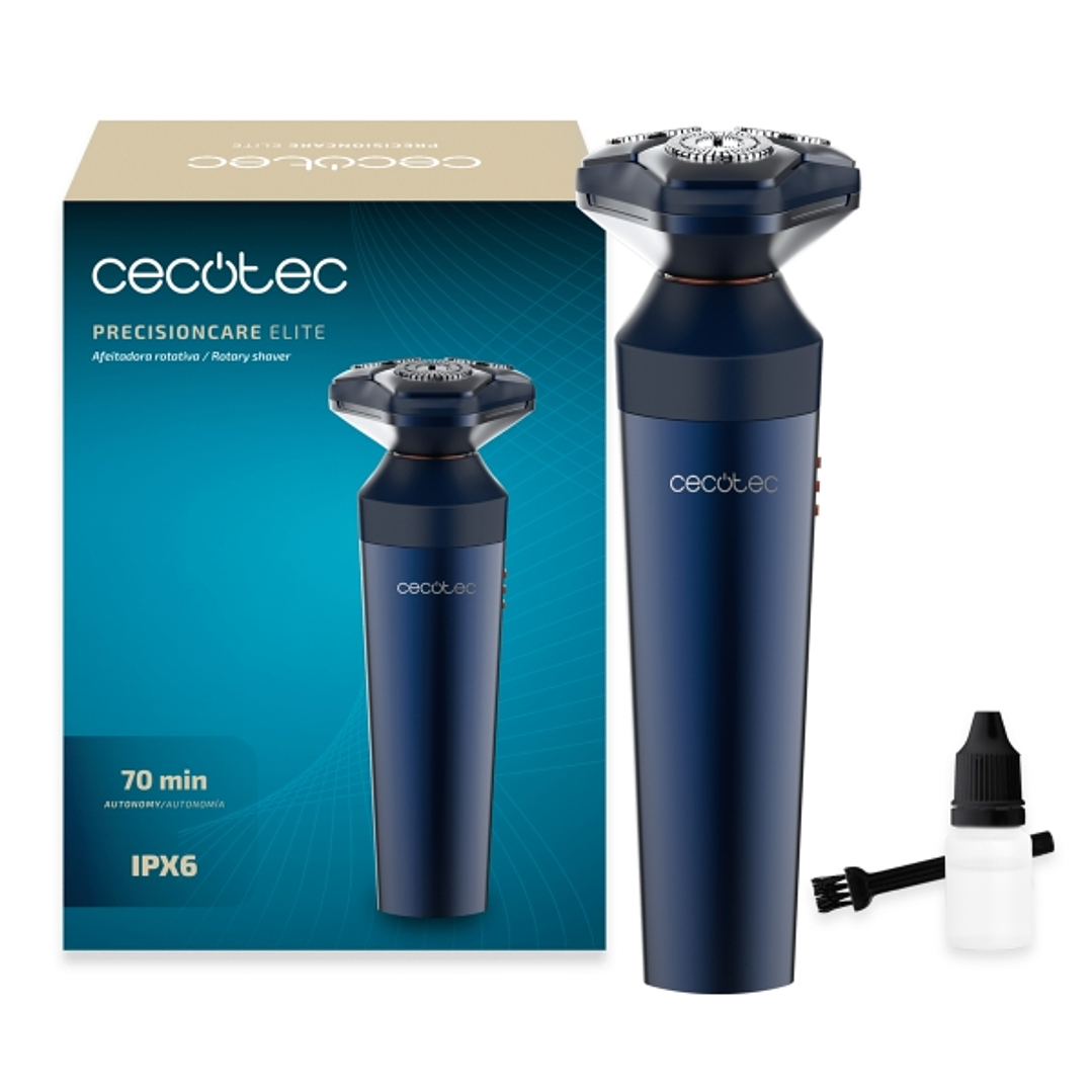 Cecotec PrecisionCare Elit Afeitadora Rotatoria - Autonomia hasta 70min - 7200rpm - IPX6 - Ergonomico - Cuchillas de Acero Inoxidable - Color Azul Mar 1